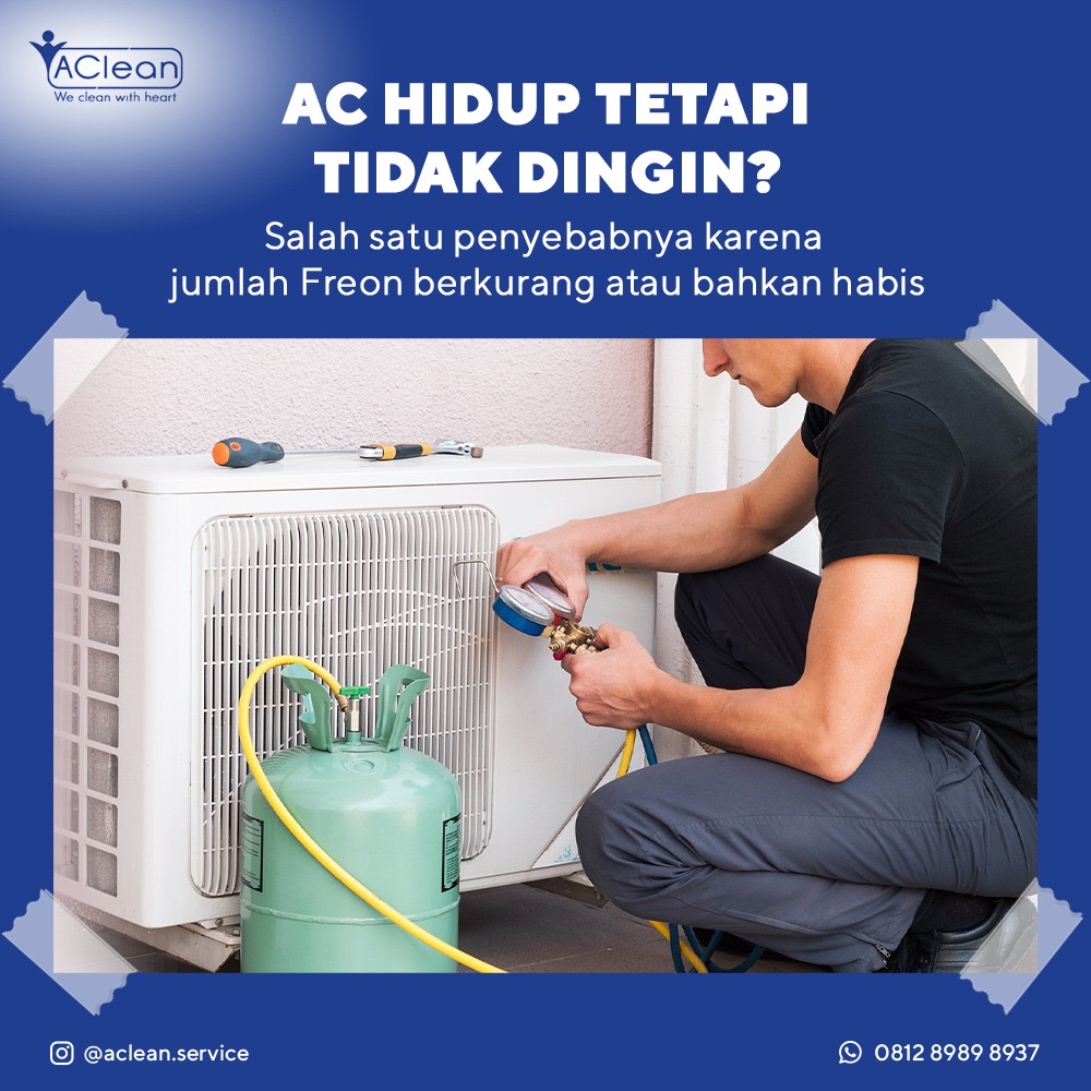 Isi freon AC R32 & R410A oleh teknisi AClean