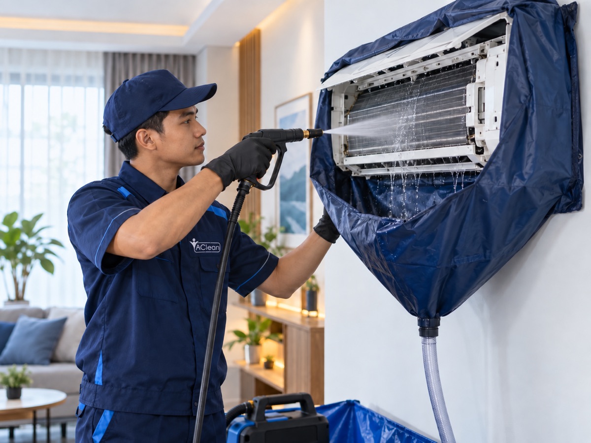 Cleaning AC profesional oleh teknisi AClean